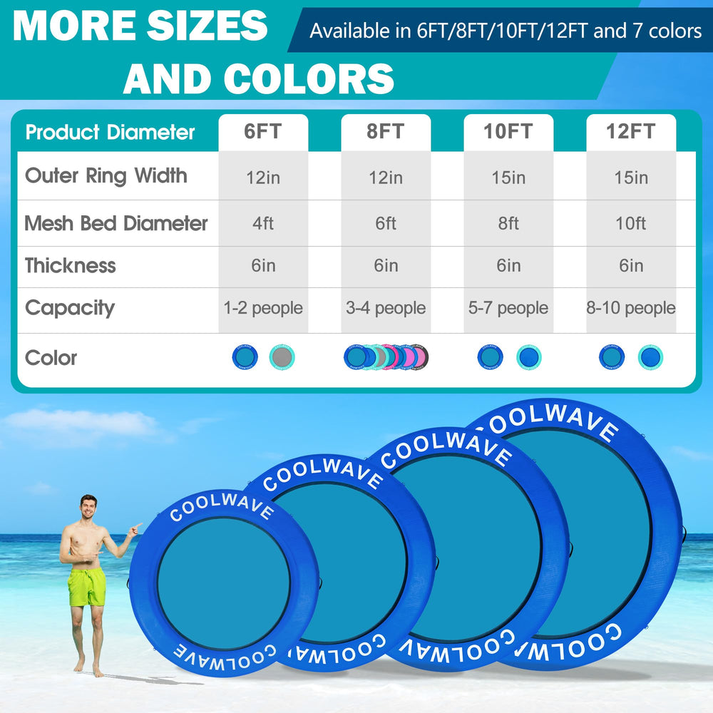 CoolWave 8ft mint green hammock with mesh bed relaxing on lake
