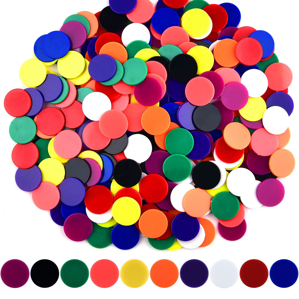 Coopay 1-inch plastic counters with smooth surfaces for easy handling.