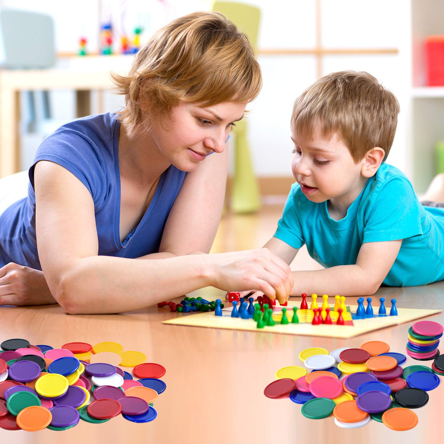 Coopay chips support math practice and bingo-style games