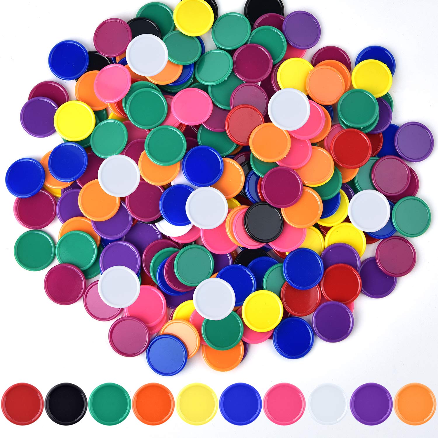 Coopay 1-inch bingo tokens in bright colors for learning