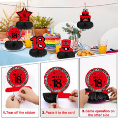 Coosilion red and black latex balloons create bold accents.
