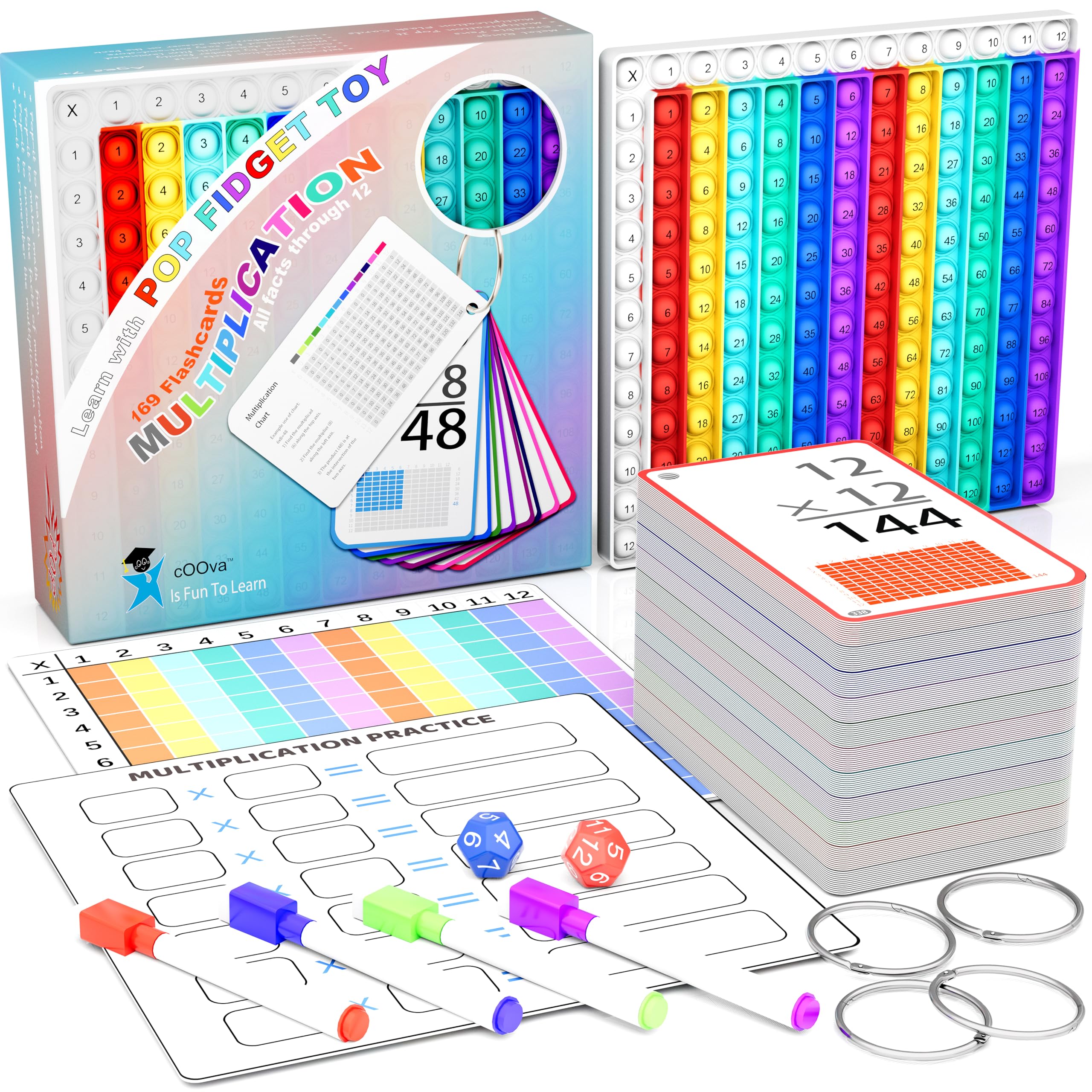 COOVA multiplication flash cards set for home or classroom practice