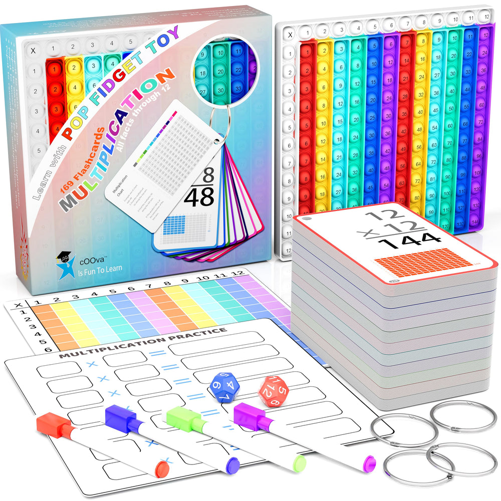 COOVA multiplication flash cards set for home or classroom practice