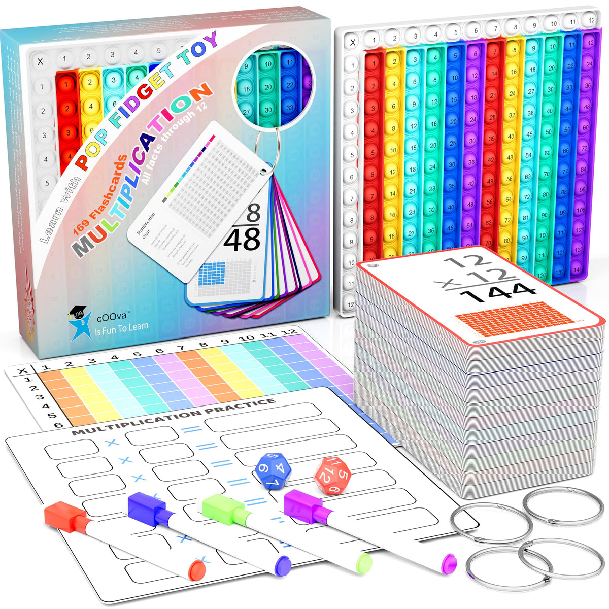 COOVA multiplication flash cards set for home or classroom practice