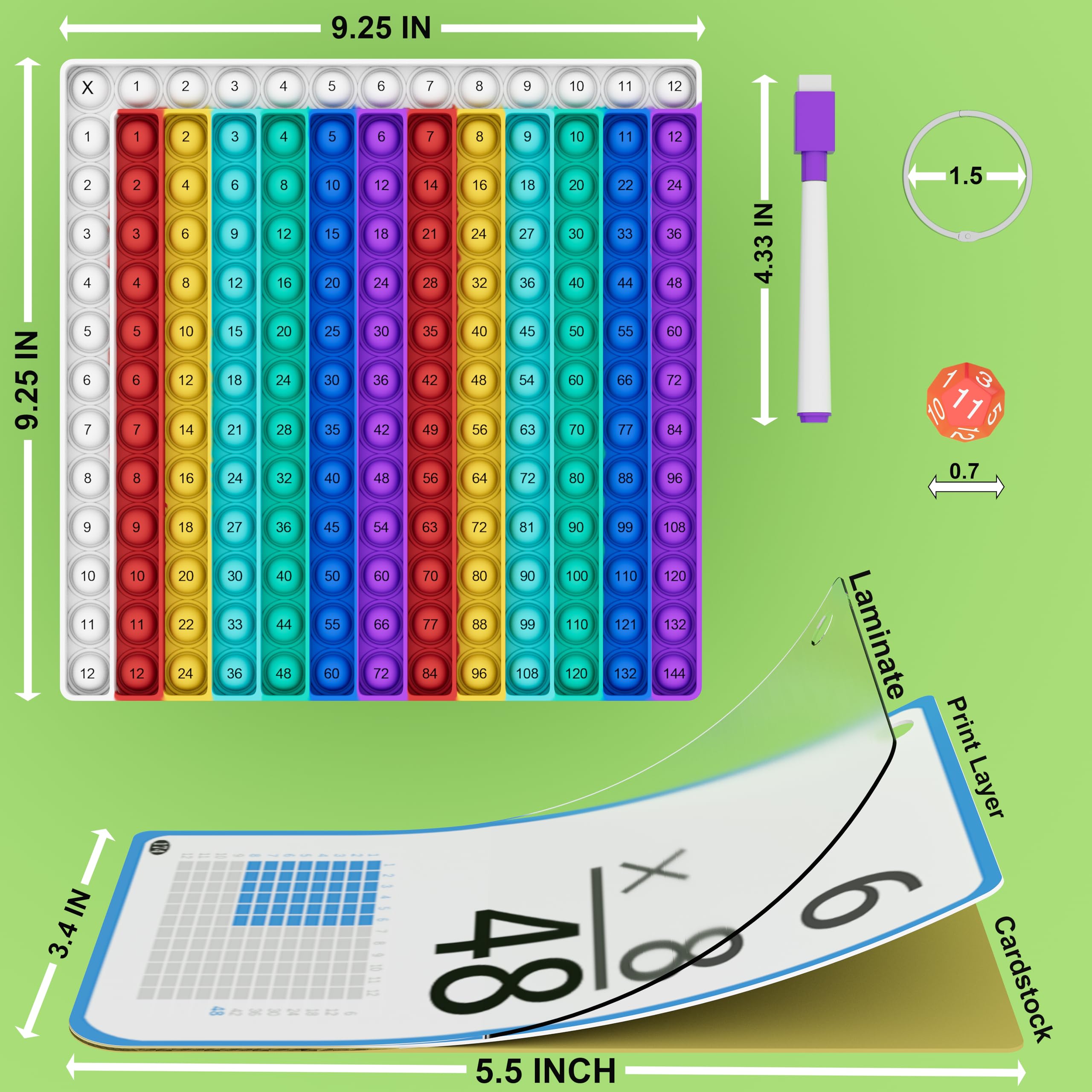 Pop fidget chart included for engaging math practice