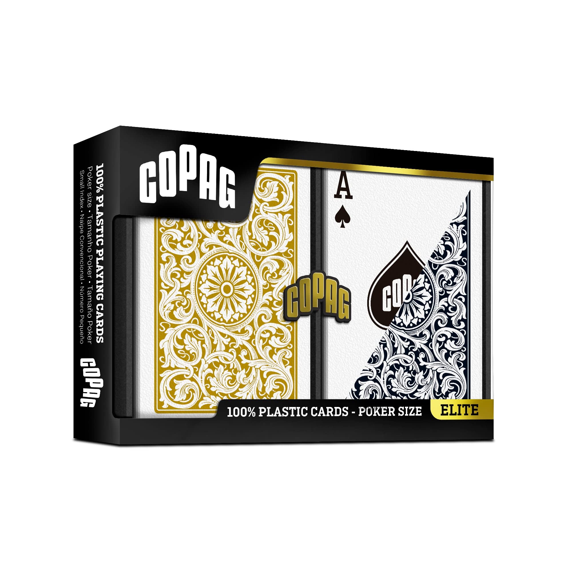 Copag 1546 deck spread showcases standard poker-sized cards for confident shuffling.
