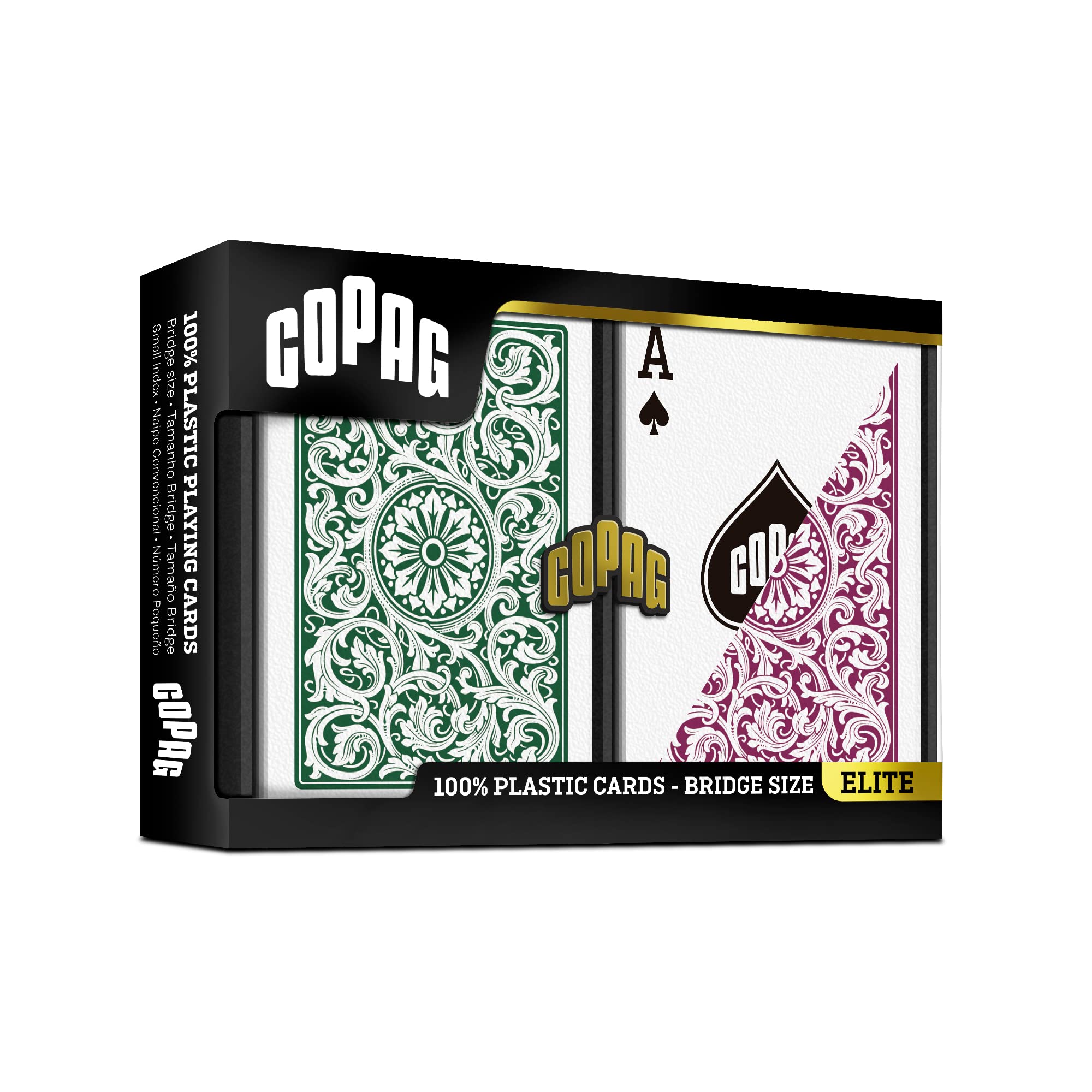 Copag 1546 Design bridge-size green burgundy deck back, classic pattern