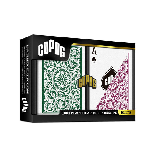 Copag 1546 Design bridge-size green burgundy deck back, classic pattern