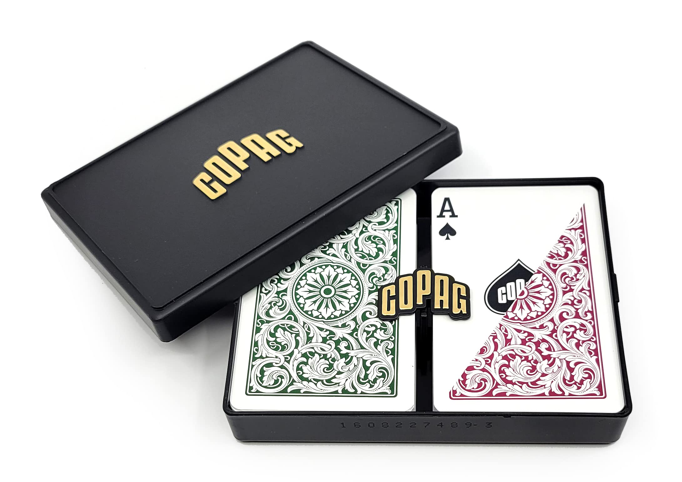 Copag 1546 Design bridge-size green burgundy deck front, elegant look