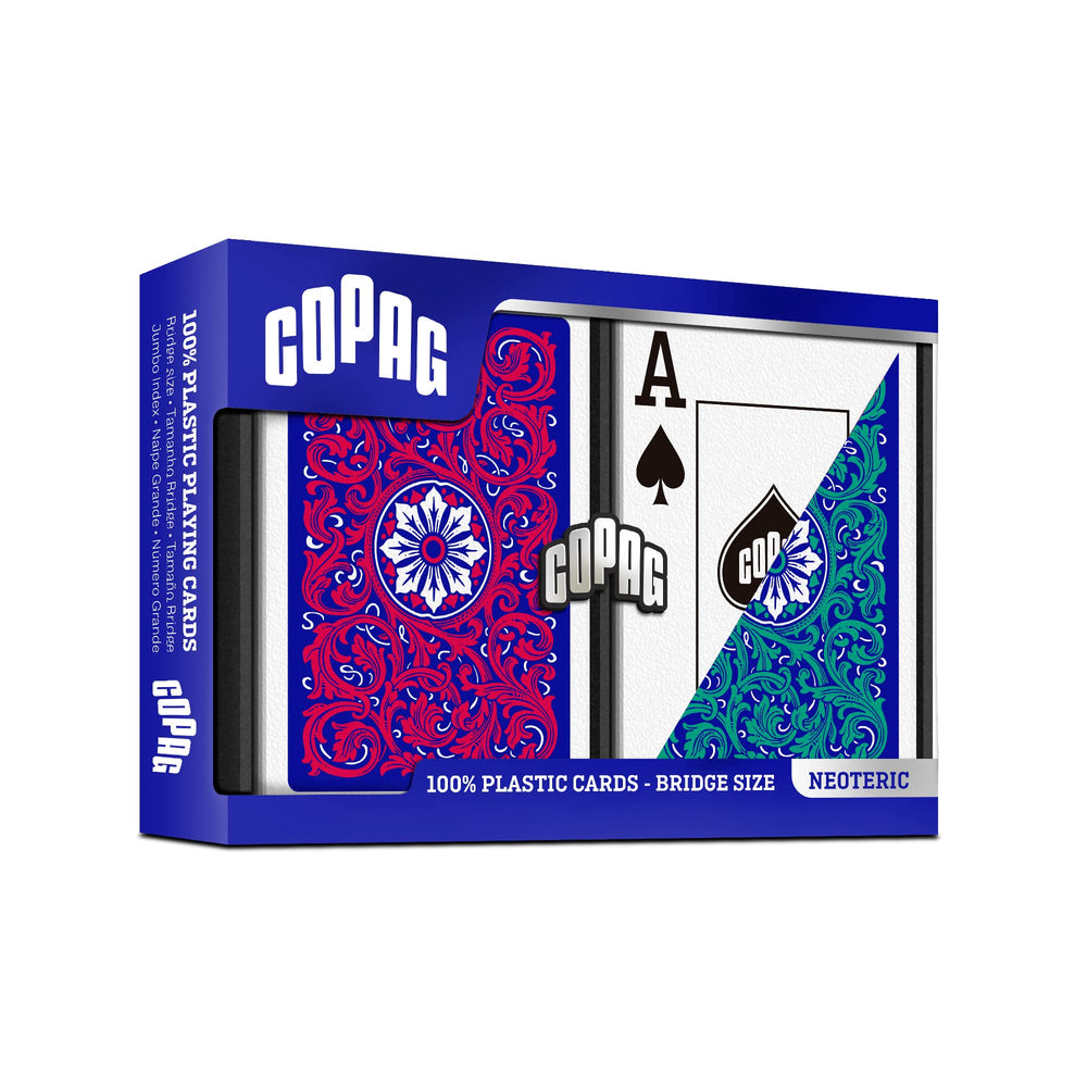 Copag 1546 Neoteric hard plastic case protects cards during transport.