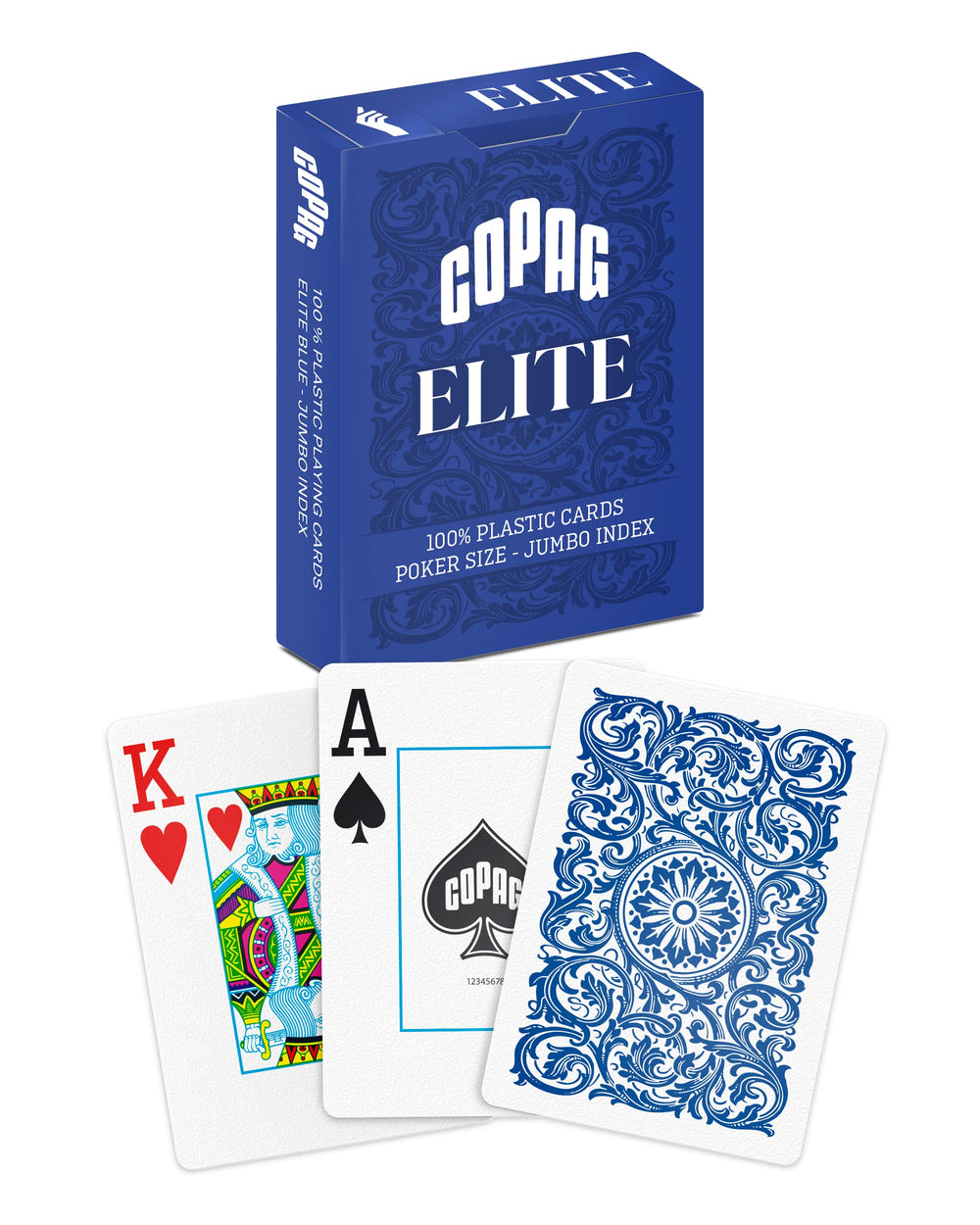 Copag Elite blue-back plastic playing cards offer durable performance for long games
