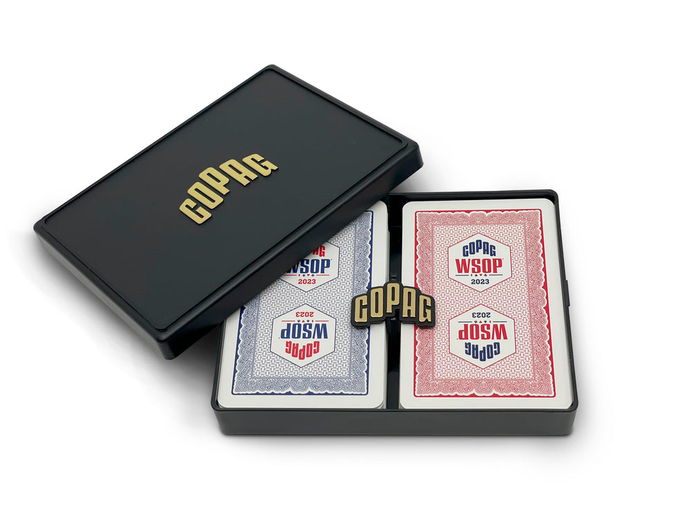 Copag WSOP 2023 red-blue double-deck front view for tournament-style play