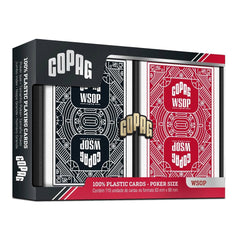 Copag WSOP close-up of buttery smooth plastic finish for swift shuffles.