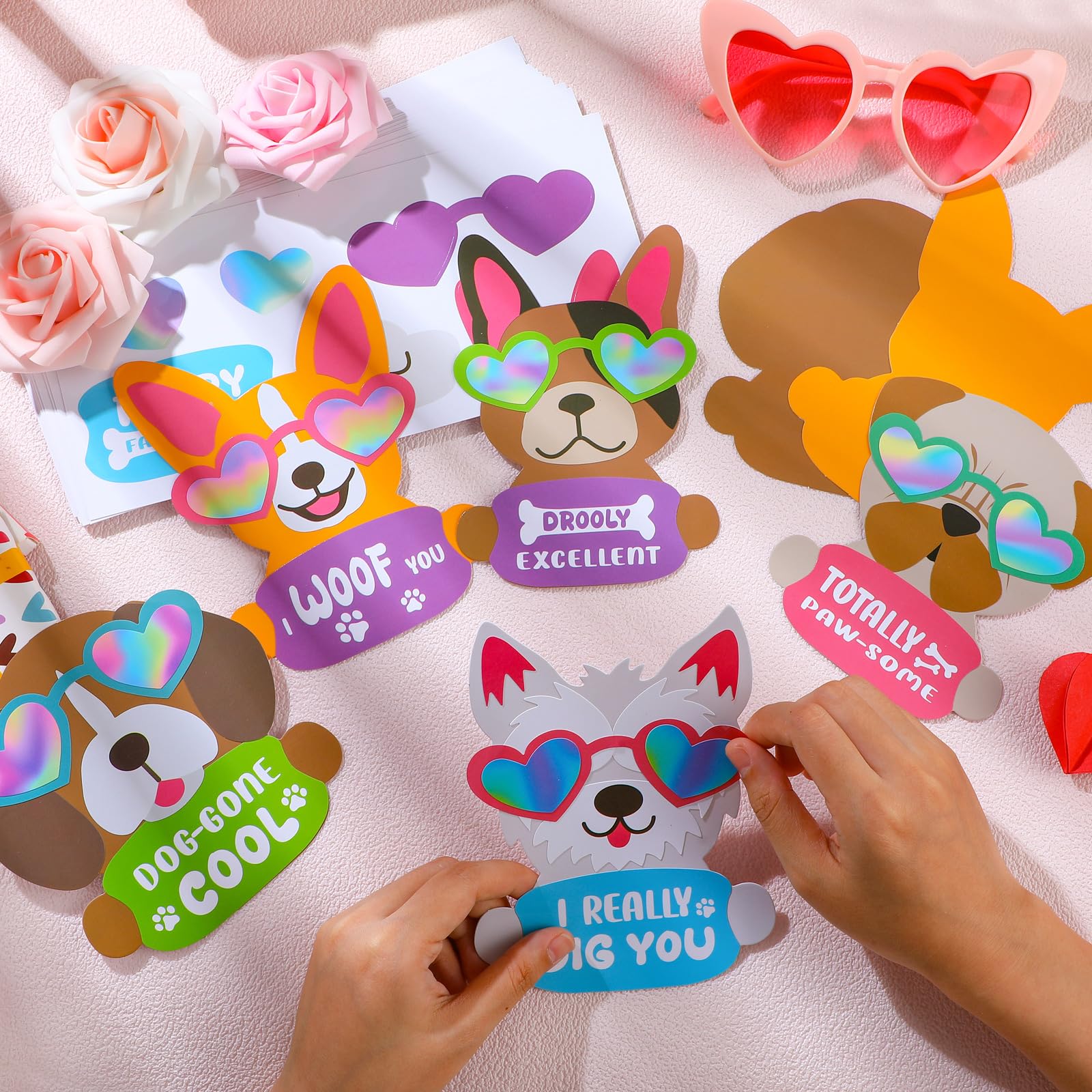 Copkim Valentine dog magnet kit materials highlight durable cardboard and adhesive components.