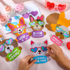 Copkim Valentine dog magnet kit materials highlight durable cardboard and adhesive components.