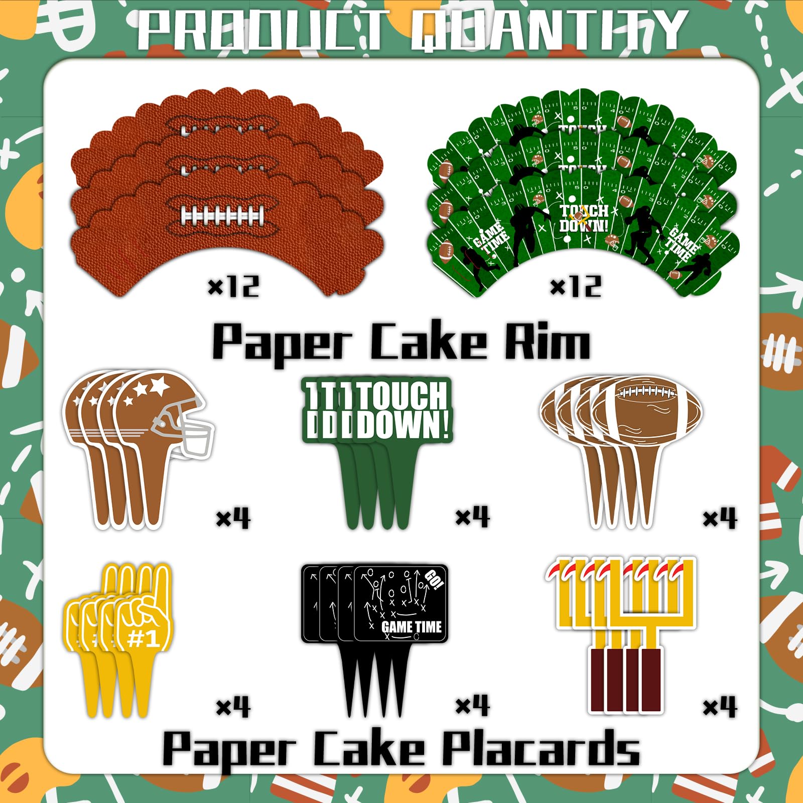 CoquetteBow012 football cupcake toppers ball-crest style adds visual interest