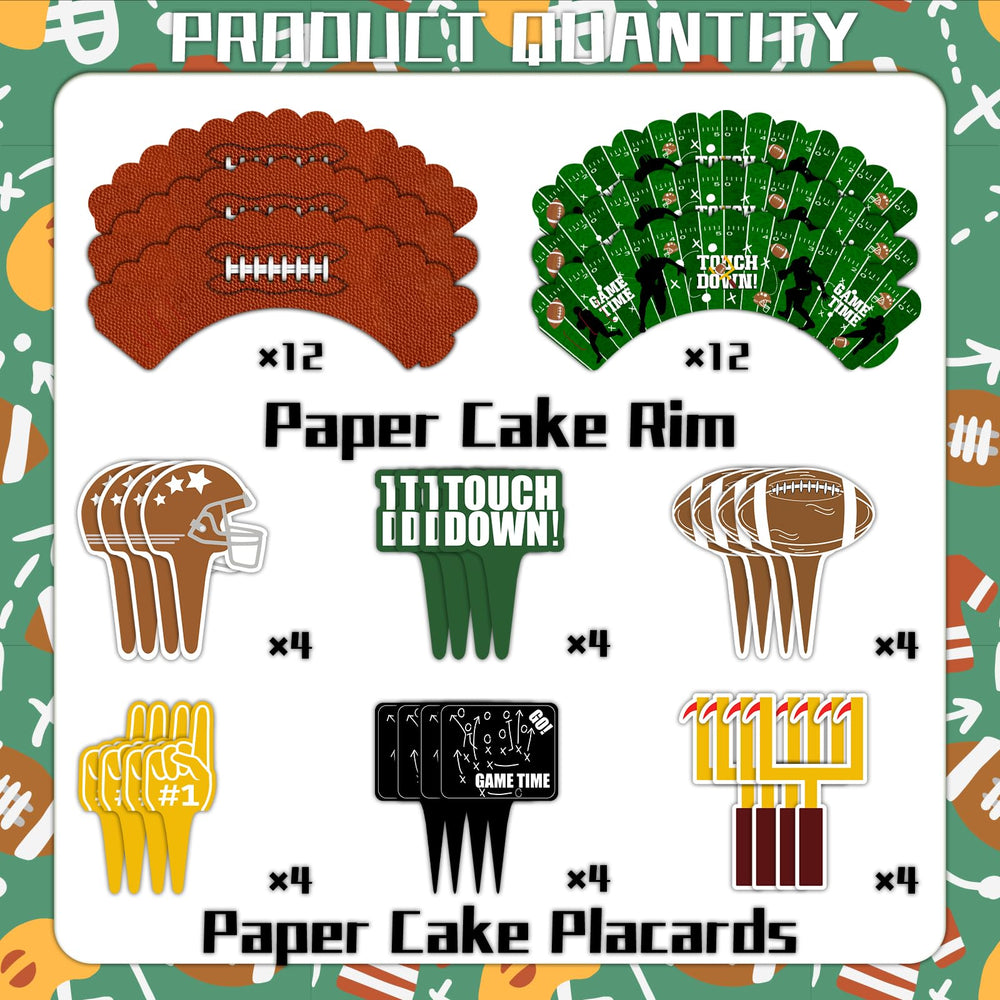 CoquetteBow012 football cupcake toppers ball-crest style adds visual interest