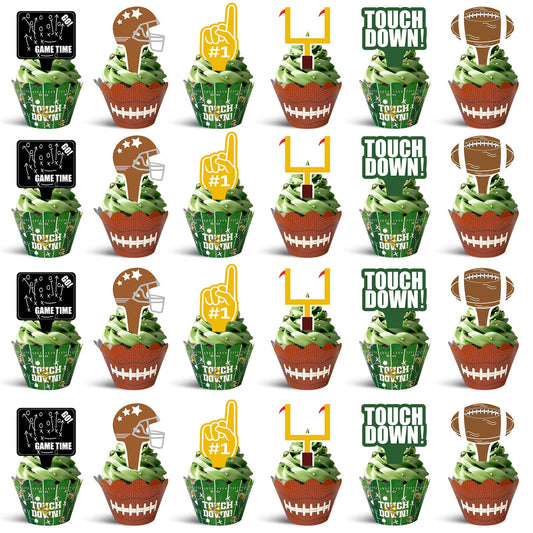 CoquetteBow012 football cupcake toppers goalposts design enhances game-day desserts