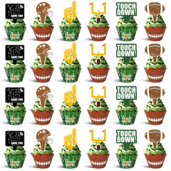 CoquetteBow012 football cupcake toppers goalposts design enhances game-day desserts