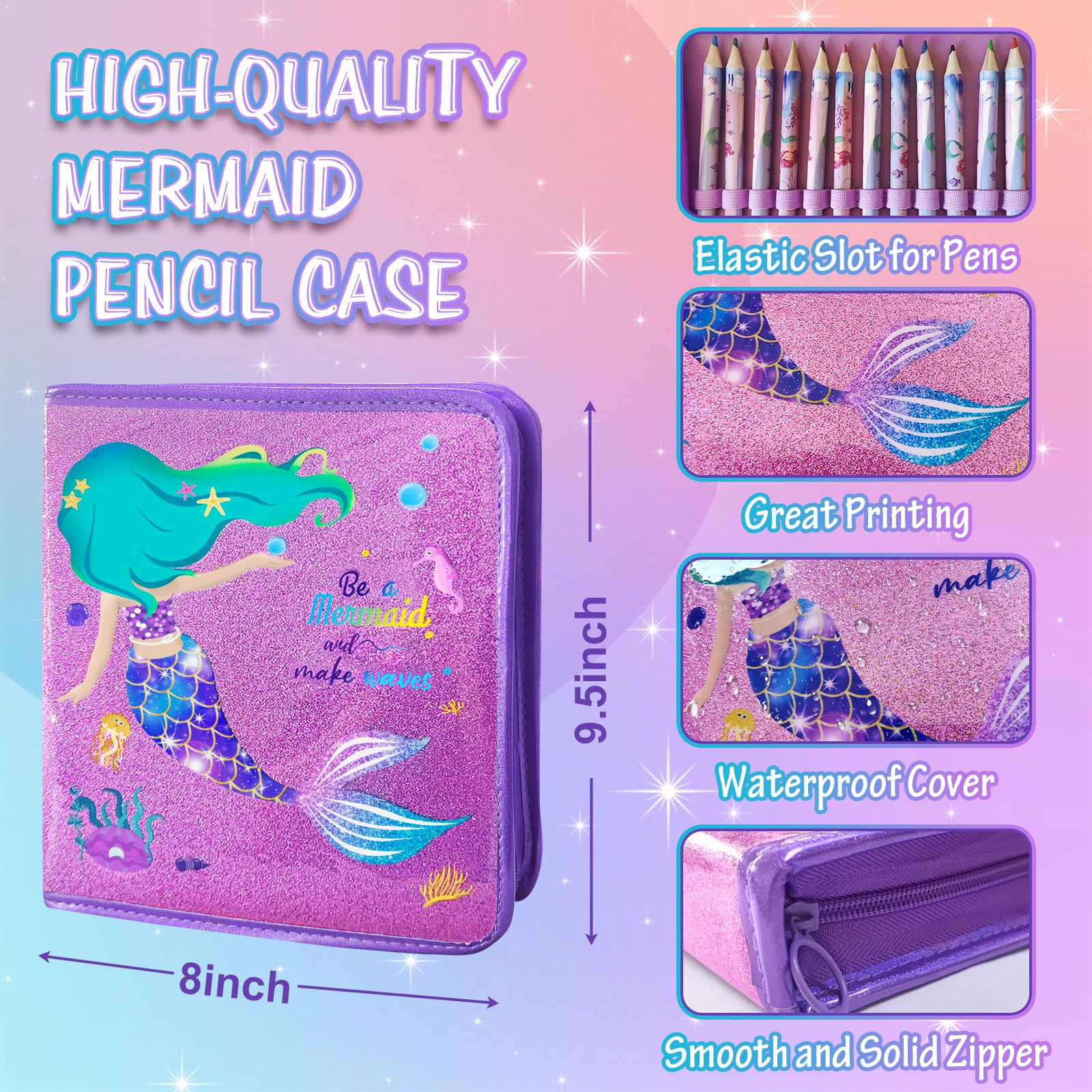 CORALMEE Mermaid gel pens add glittery accents for art details.