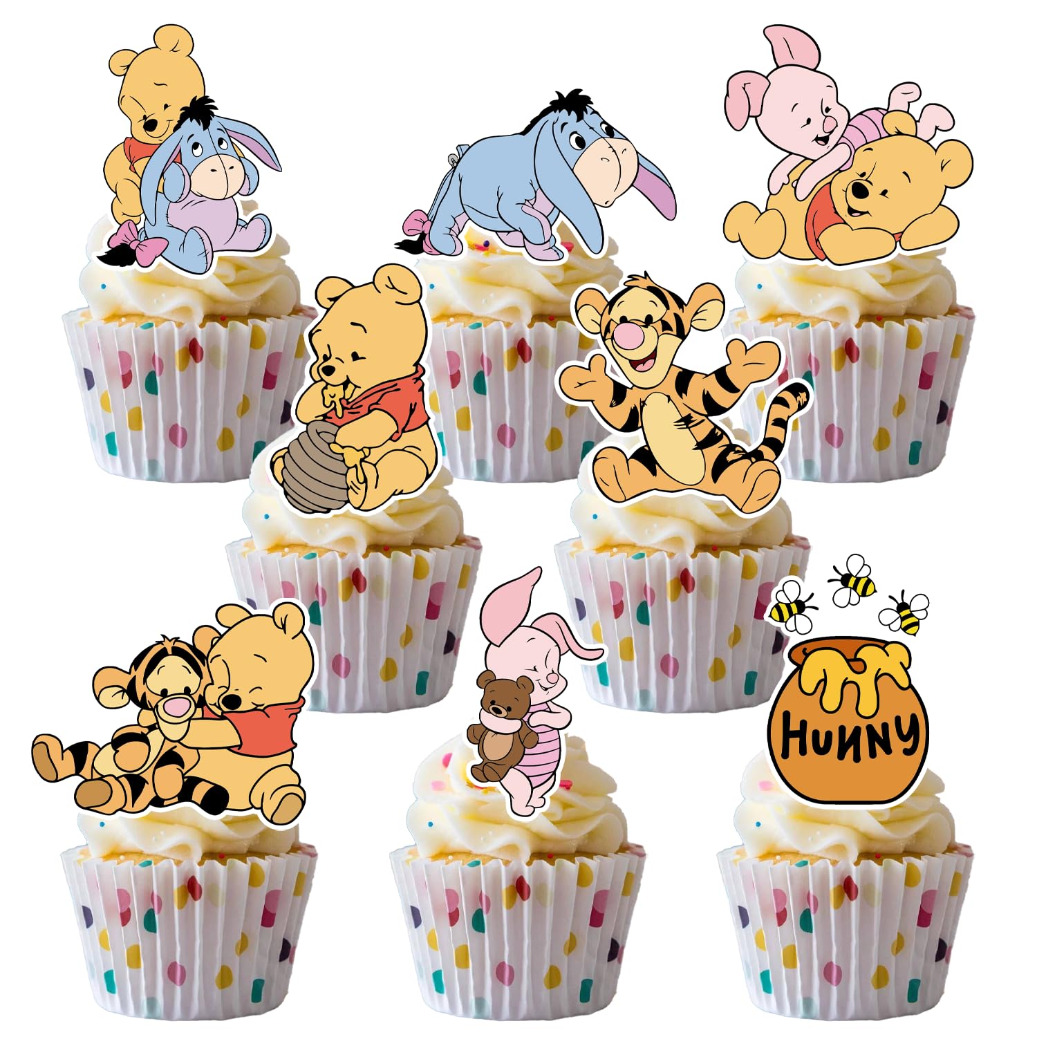 CORODER 48CS cute bear toppers pack adds playful charm to cupcakes.