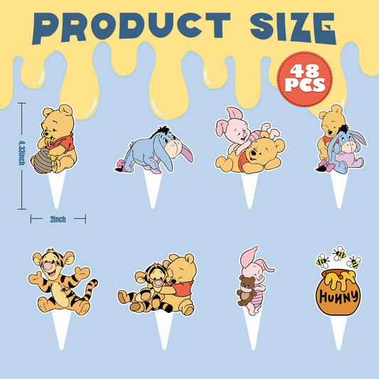 CORODER 48CS eight styles bear toppers showcase design variety for themed desserts.