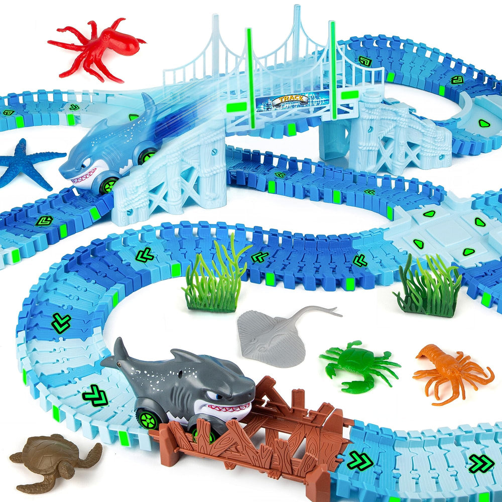 Coroiesty shark-track-264pcs set ready for imaginative racing adventures