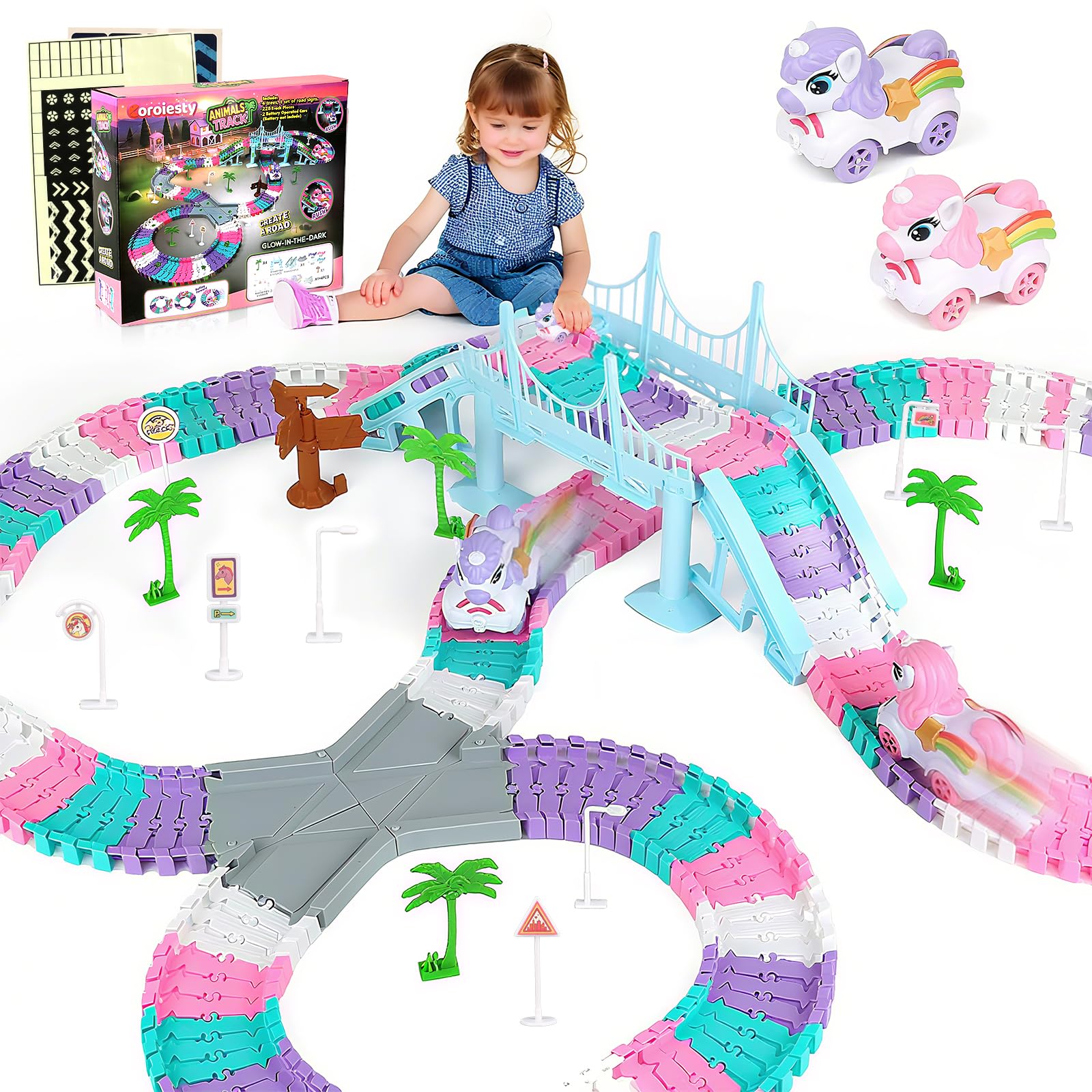 Coroiesty unicorn race tracks in assembly view for creative play and custom routes.