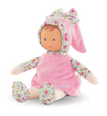 Corolle Miss Pink Blossom Garden doll front view showing soft body and cuddly face