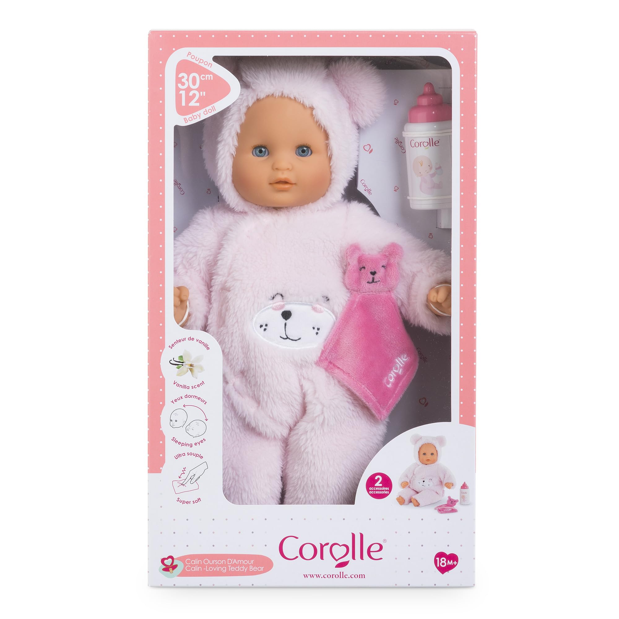 Corolle My First Cuddly Teddy Bear Doll showcases France design excellence for playtime.