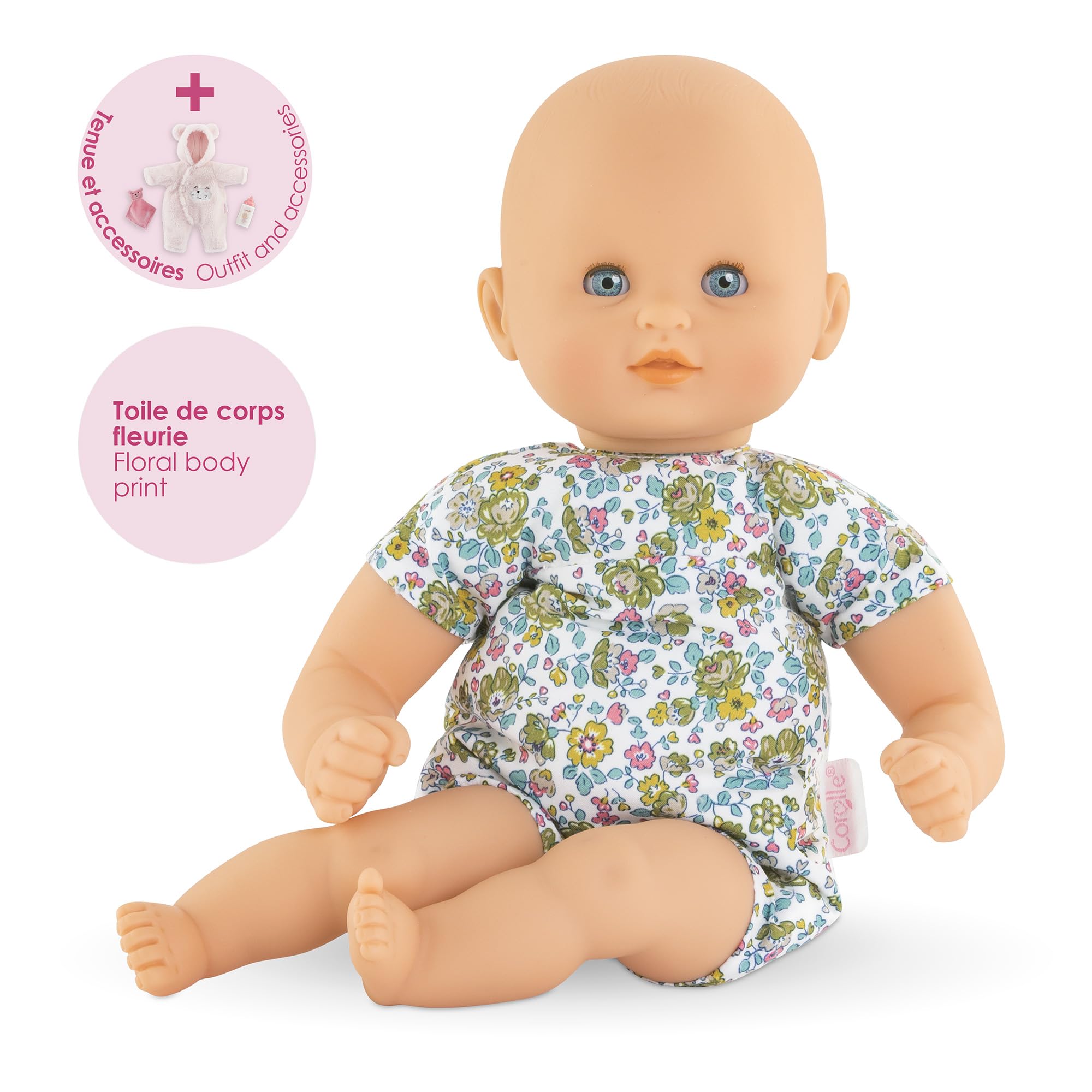 Corolle My First Cuddly Teddy Bear Doll soft body enables lifelike cuddling and care.