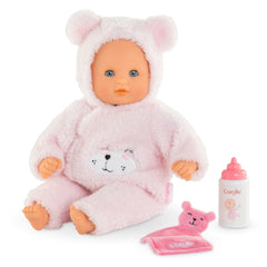Corolle My First Cuddly Teddy Bear Doll with vanilla-scented face invites gentle, soothing play.