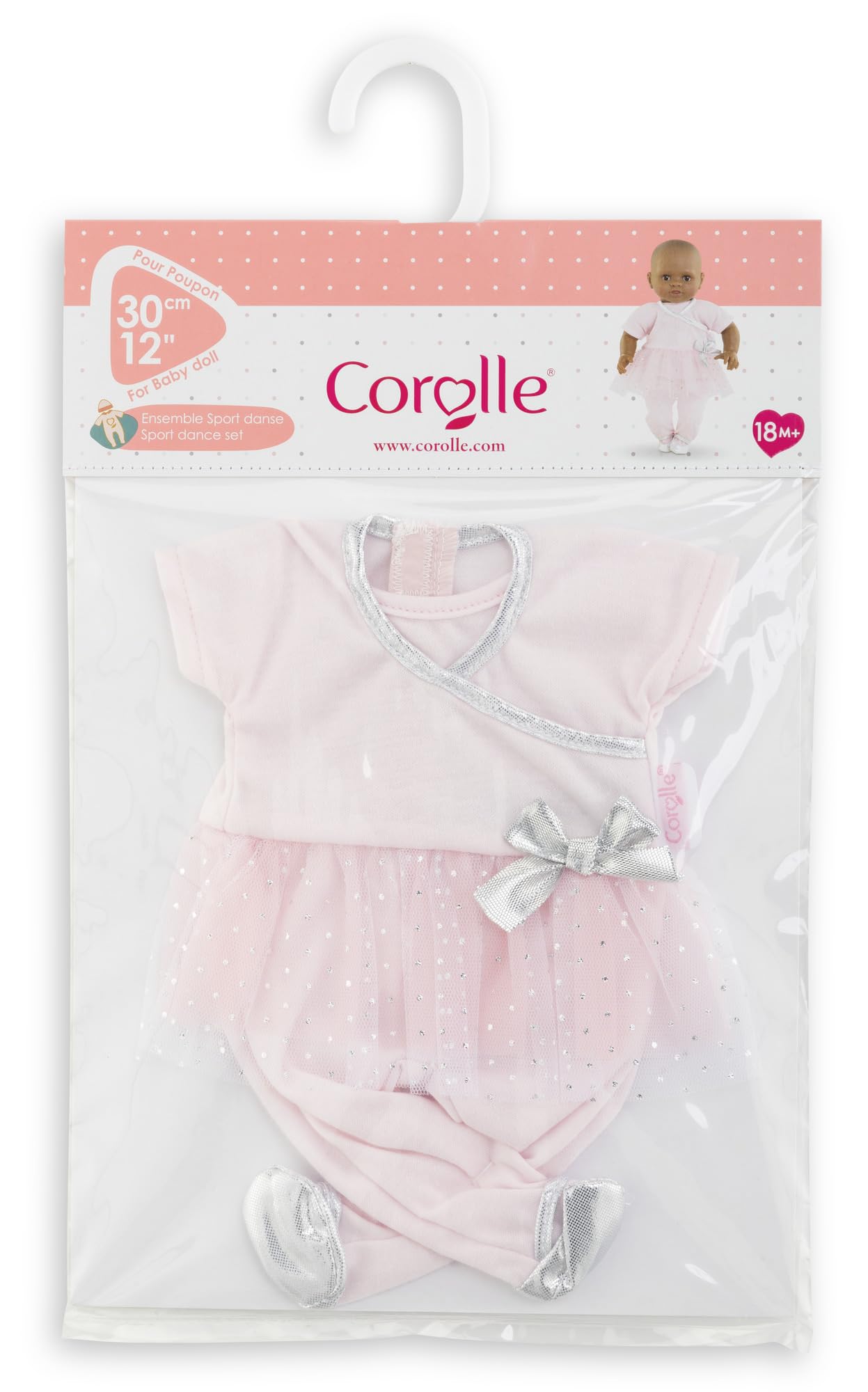 Corolle Sport Dance outfit on a doll during playtime, versatile for dress-up adventures.
