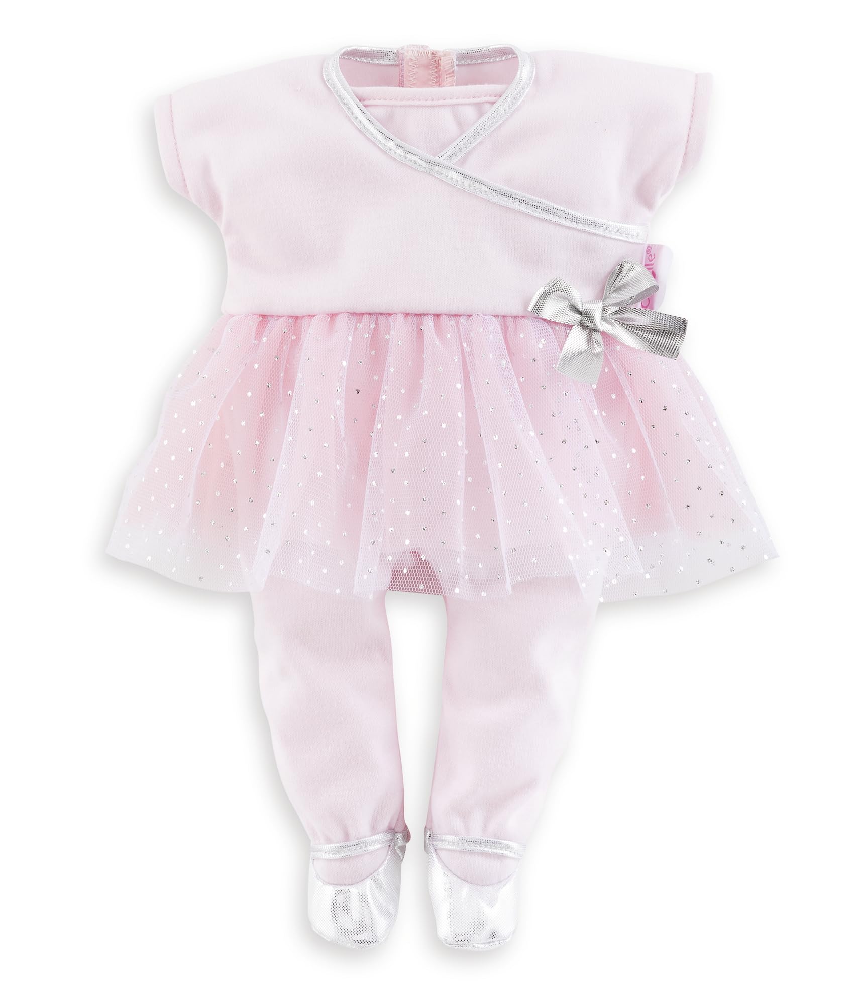 Corolle Sport Dance pink dress for 12in dolls, easy self-adhesive closures for little hands.