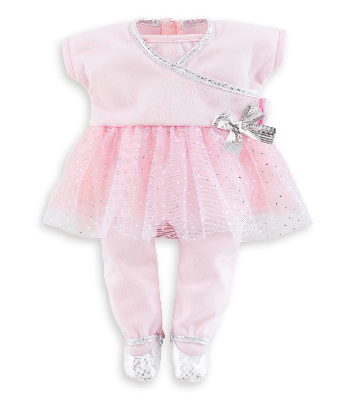 Corolle Sport Dance pink dress for 12in dolls, easy self-adhesive closures for little hands.