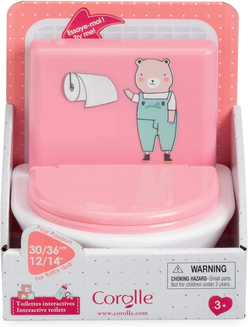 Corolle toy toilet fits standard dolls for seamless care routines