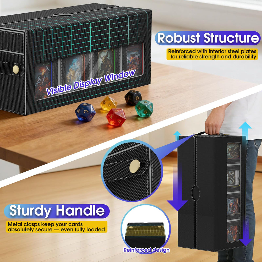 Cortile deck box with dedicated dice compartment for secure transport.