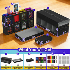 Cortile deck box playmat compartment protecting playmat during travel.