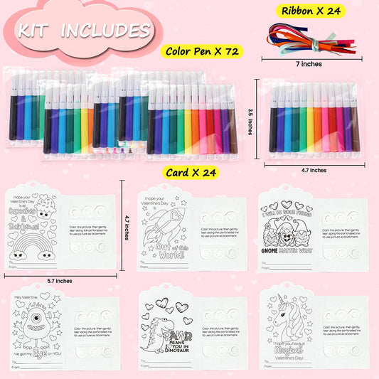 CORTUNARIO valentines card design showing three pen spaces and a coloring area for kids.
