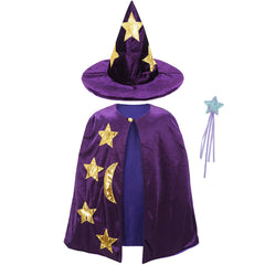 CosInStyle Kids Wizard Cloak Purple back view for a complete costume look