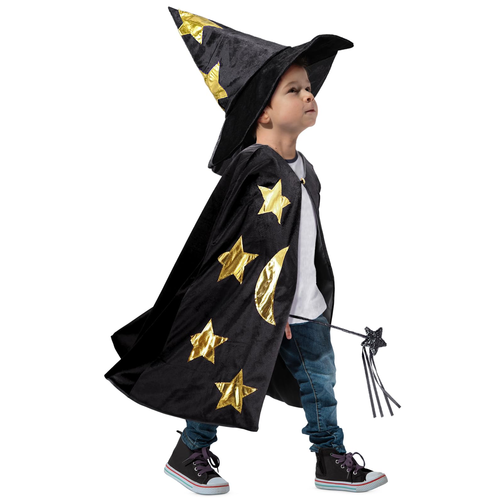 CosInStyle Kids Wizard Hat completes the magical look with easy wear.