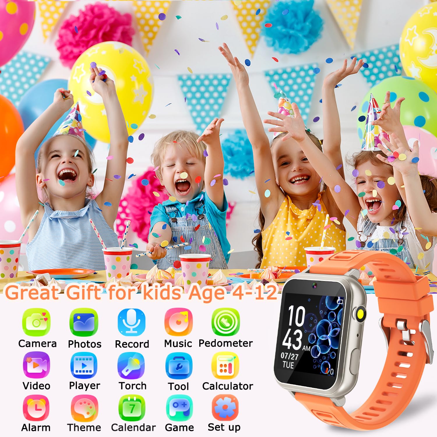 Cosjoype Kids Smart Watch LED flashlight for night-time reading and adventures