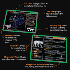 Cosmic Shards Stargazing Cards – readable text under red-night lighting