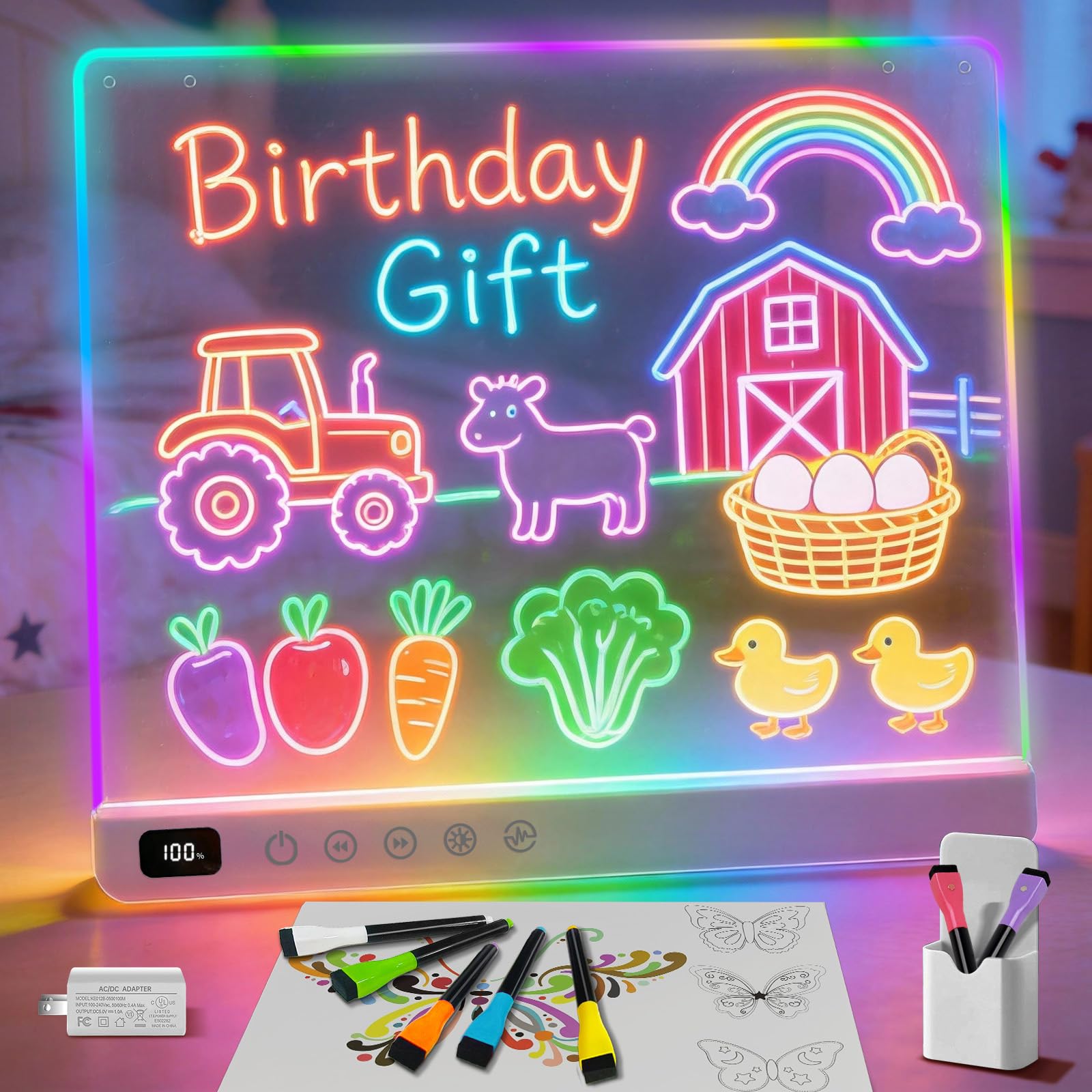 Cosmody rechargeable LED drawing board 13-inch front view for screen-free creativity