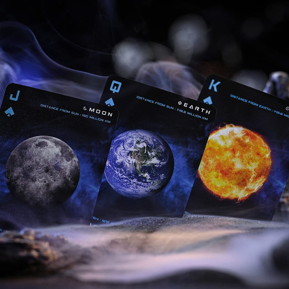Cosmos Playing Cards Earth and Moon scene emphasizes planetary connections