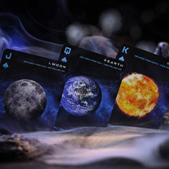 Cosmos Playing Cards Earth and Moon scene emphasizes planetary connections
