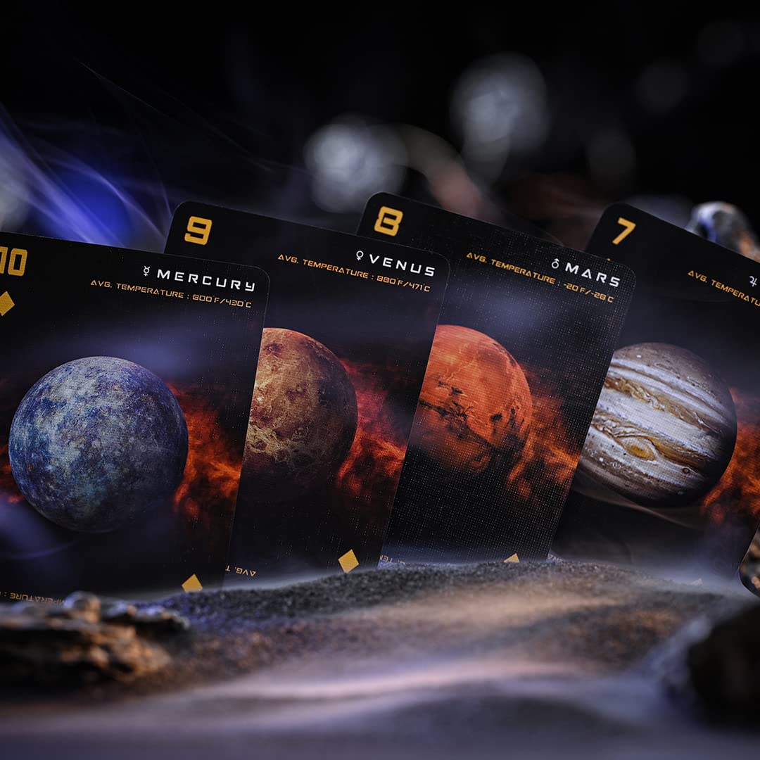 Cosmos Playing Cards Jupiter with rings creates striking table centerpiece visuals