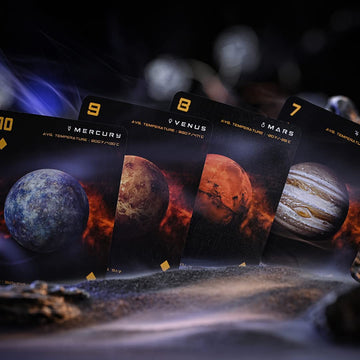 Cosmos Playing Cards Jupiter with rings creates striking table centerpiece visuals
