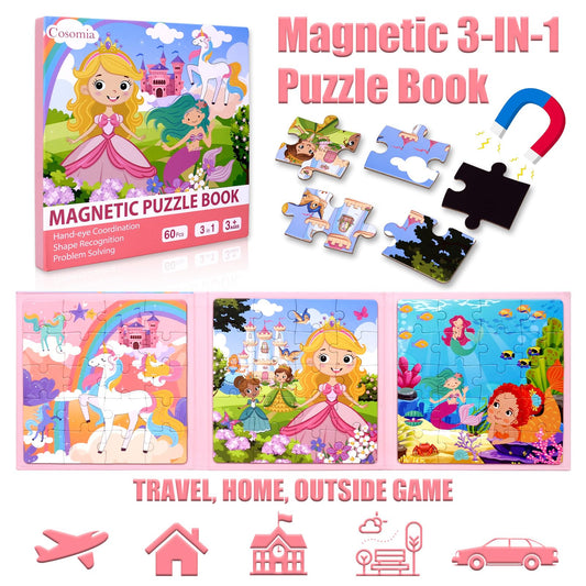 Cosomia unicorn scene magnet puzzles support on-the-go imaginative play.