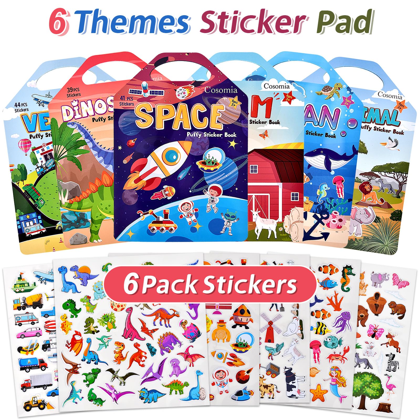 Cosomia Puffy Sticker Books Dinosaurs: vibrant dino stickers spark stories